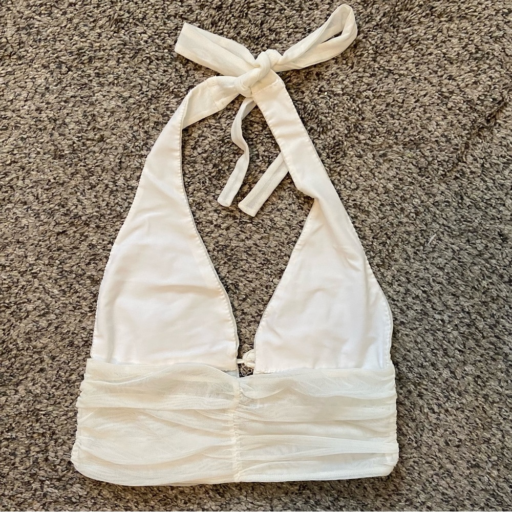 I.AM.GIA white mesh halter top 🤍